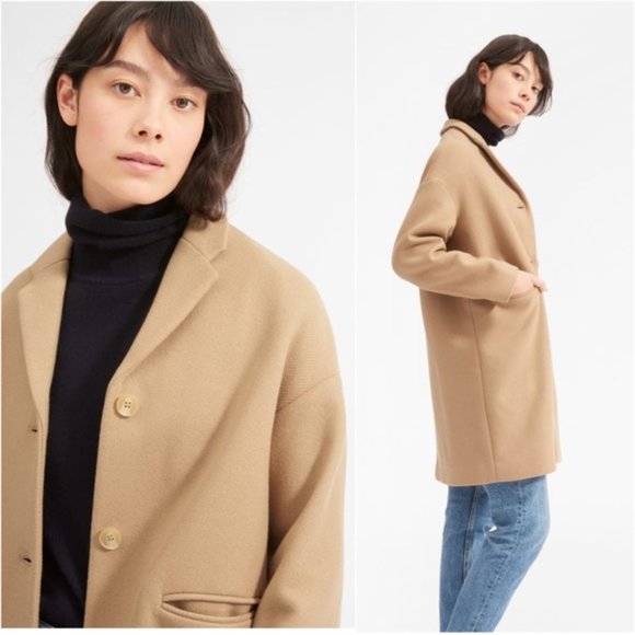 EVERLANE Cocoon Tan Wool Blend Coat Camel Sz 4 - Picture 4 of 11